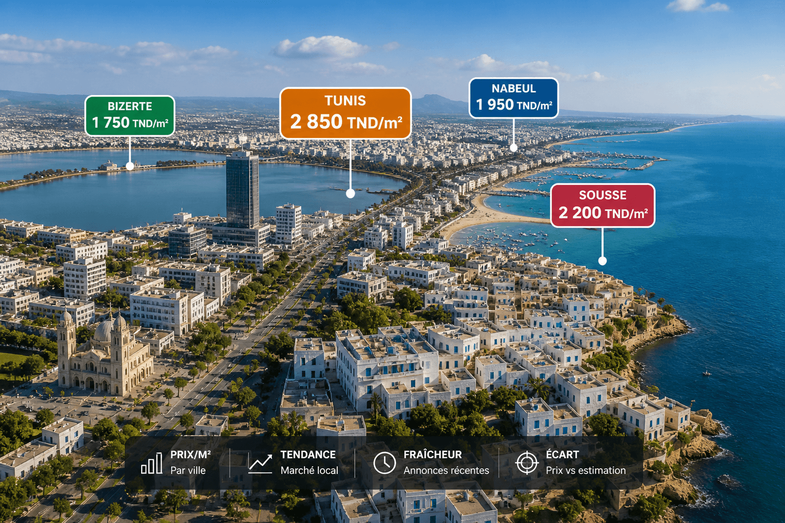 Prix immobilier Tunisie : prix au m2, zones et estimation